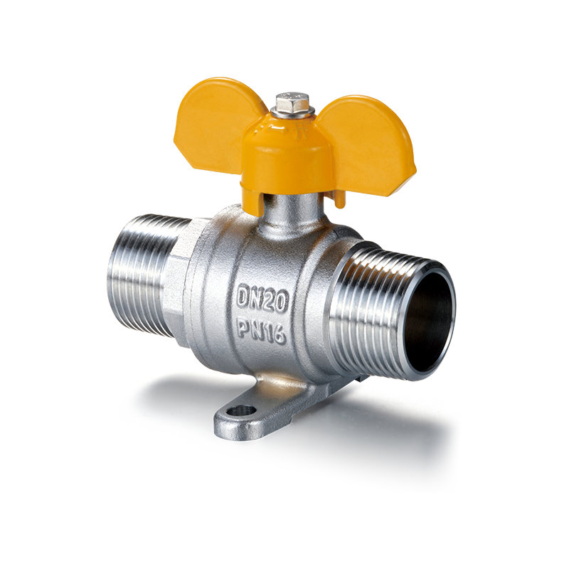YH-214 Brass Ball Valve na may Base at Butterfly Handle（M/M）